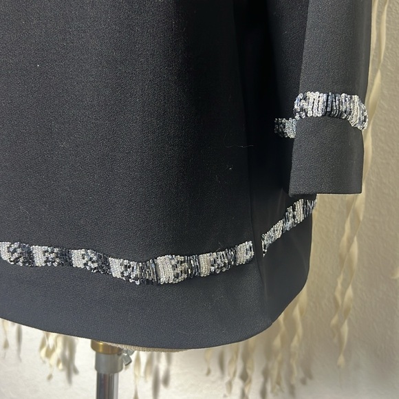 Valentino Black Wool Pull Over Beaded Accent Blouse Size 12 - Picture 4 of 14